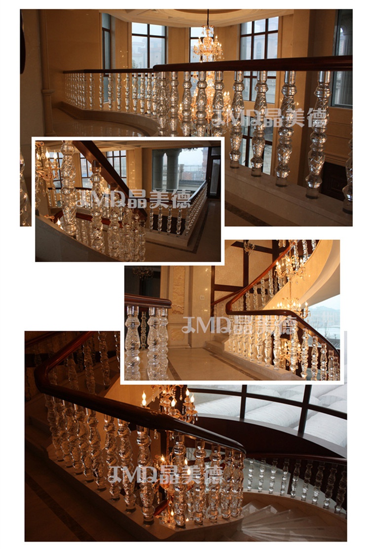 厂销促复式室内楼梯水晶护栏立柱酒吧楼梯扶手亚克力外欧式玻璃品