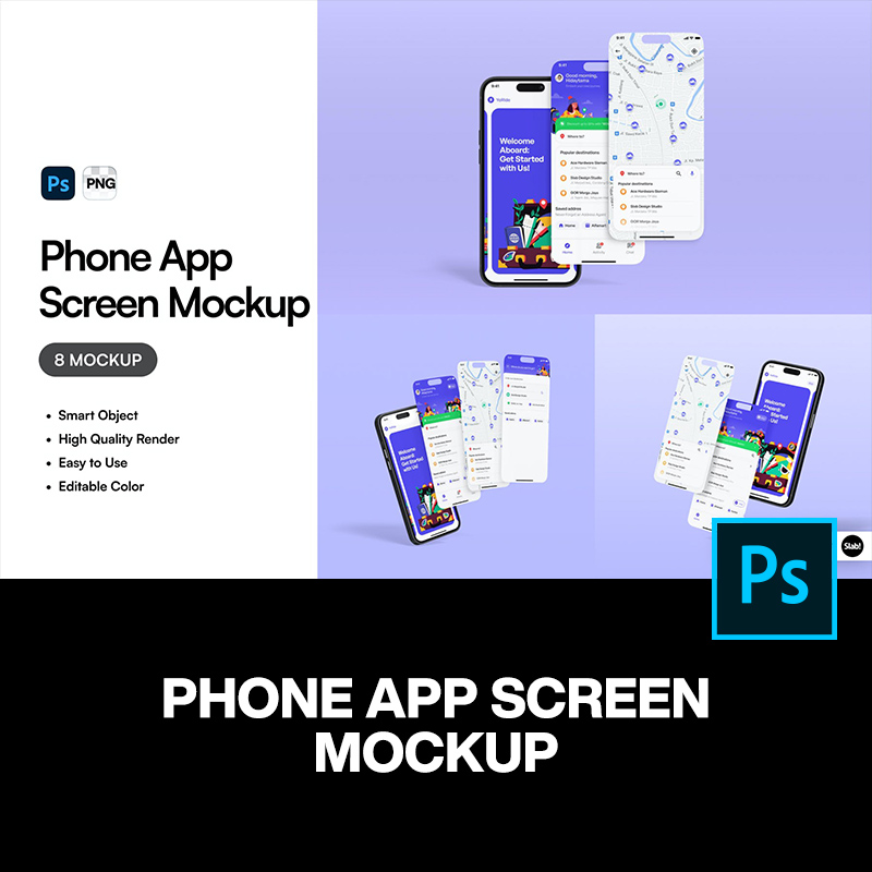8款iPhone手机App应用UI界面设计作品贴图ps样机素材展示效果图