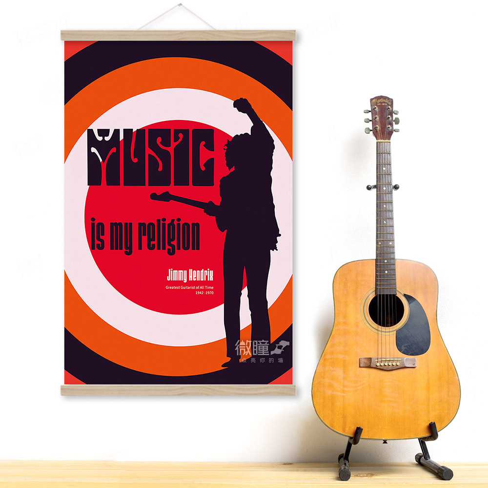 吉米·亨德里克斯装饰画音乐是我的信仰海报摇滚音乐名人名言挂画