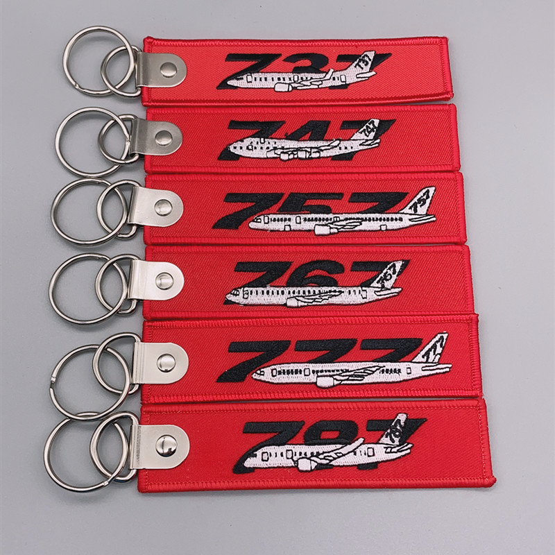 BOEING波音系类737-787机型红色刺绣钥匙扣航空礼品挂件可定制