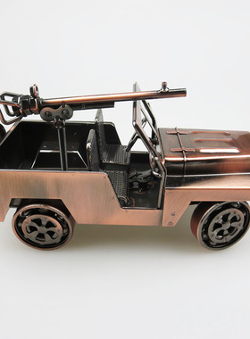 威利斯吉普车模型 复古铁艺汽车老爷车创意装饰品 金属工艺品摆件