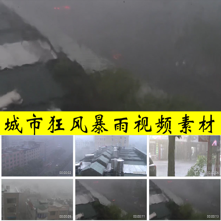 城市狂风暴雨吹大风落大雨台风雨季降雨内涝汛情防汛实拍视频素材