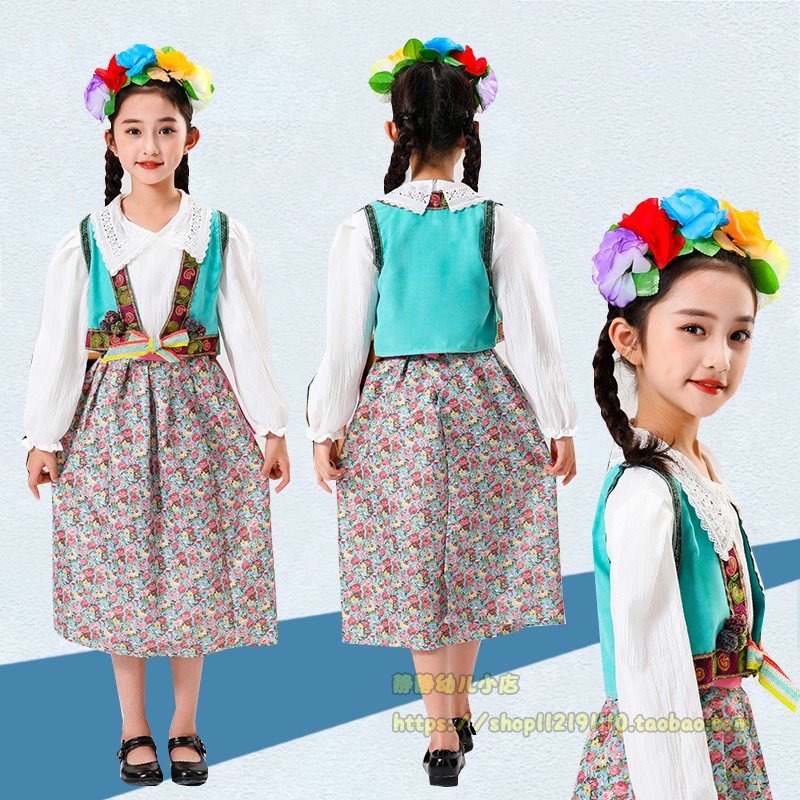 六一儿童哈萨克斯坦演出服斯里兰卡荷兰意大利匈牙利舞蹈表演服装