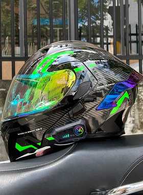 新款ORZ摩托车头盔蓝牙揭面盔男女双镜四季机车半全盔四季通用3C