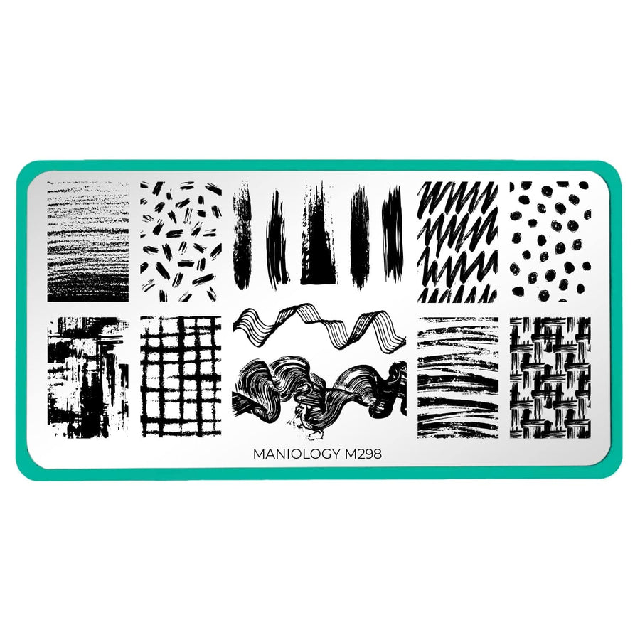 Maniology美甲印花板M298简单线条毛刷划痕抽象艺术