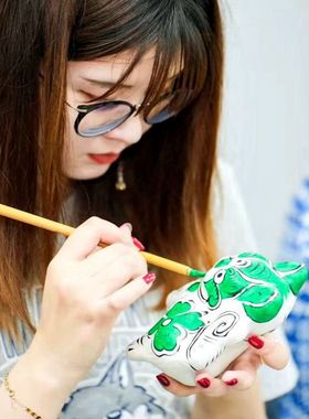 凤翔彩绘泥塑DIY材料学生美术上课十二生肖儿童涂鸦绘画非遗研学