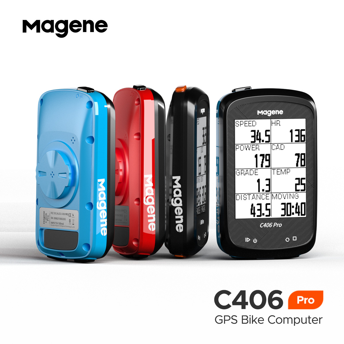 Magene迈金C406pro自行车无线智能码表英文版GPS速度监测骑行ANT+