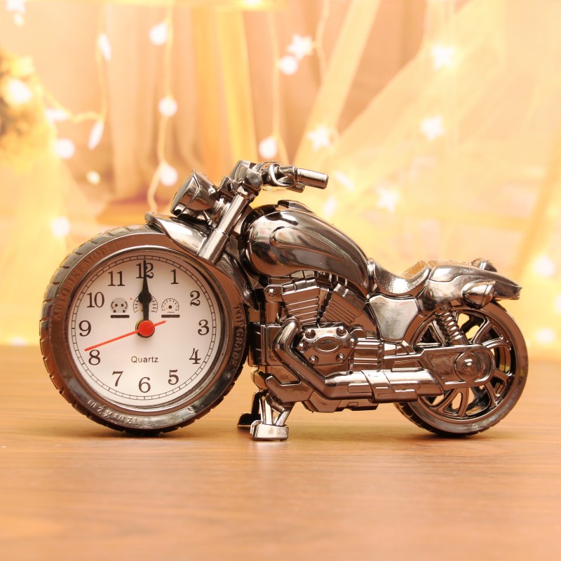 创意摩托车车模闹钟 居家装饰礼品 送男孩子床头摆件钟表