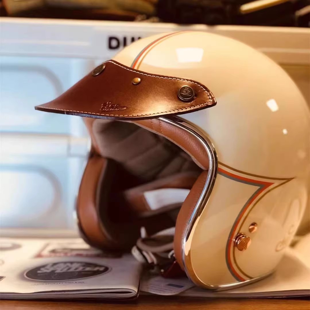 BELL海鸟三扣式3/4盔通用百搭可调节复古头盔真皮小帽檐雷摩机车