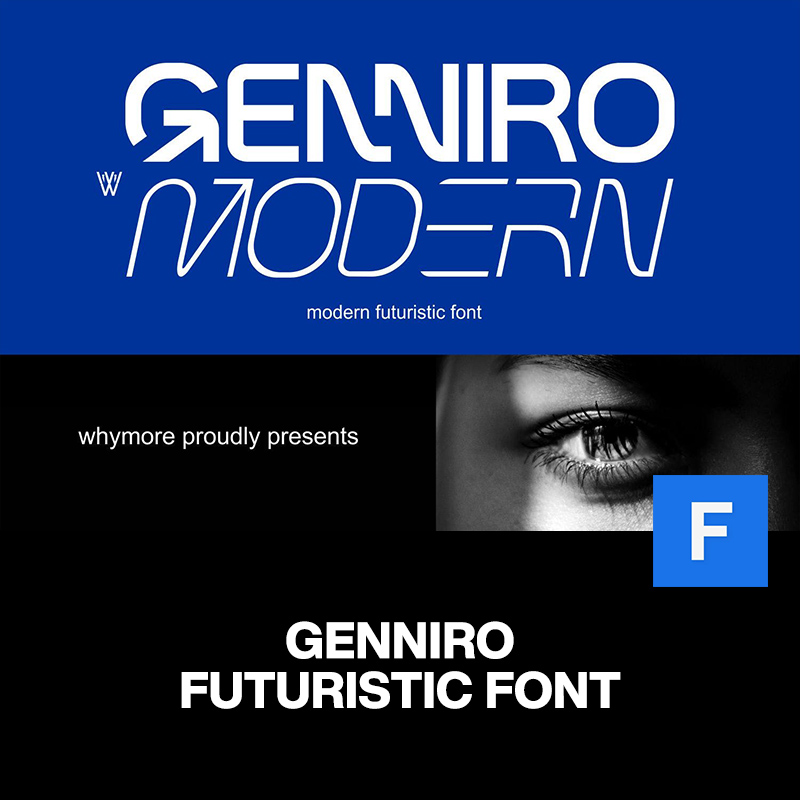 4款Genniro时尚优雅未来数码科技品牌logo海报封面标题英文字体包