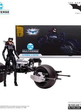 正版DC麦克法兰 暗夜骑士 猫女 蝙蝠摩托 人车套装安妮海瑟薇人偶