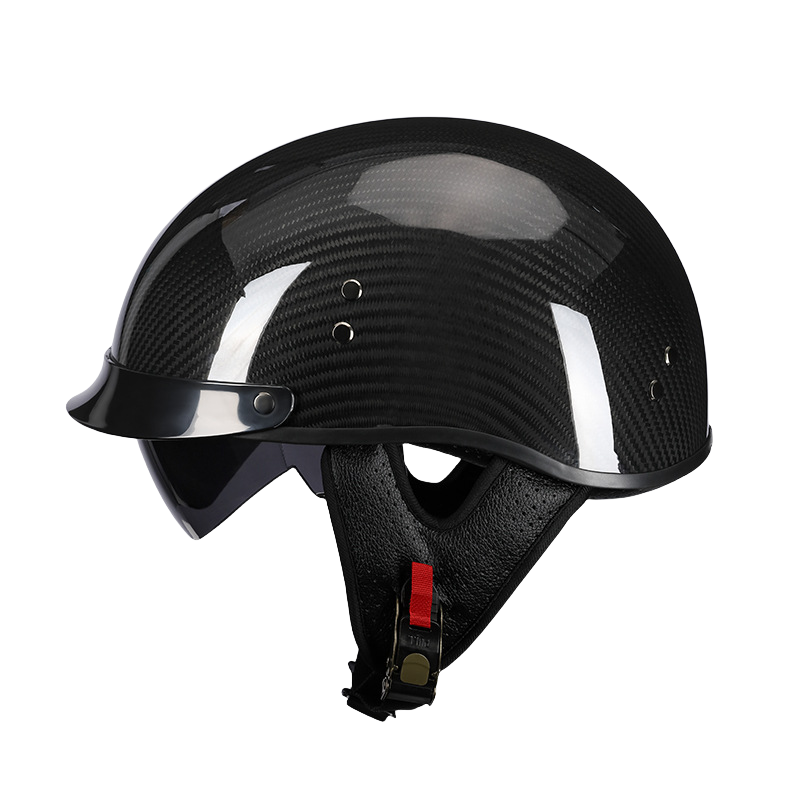 摩托车头盔碳纤维男哈雷半盔复古女机车瓢盔四季通用安全帽