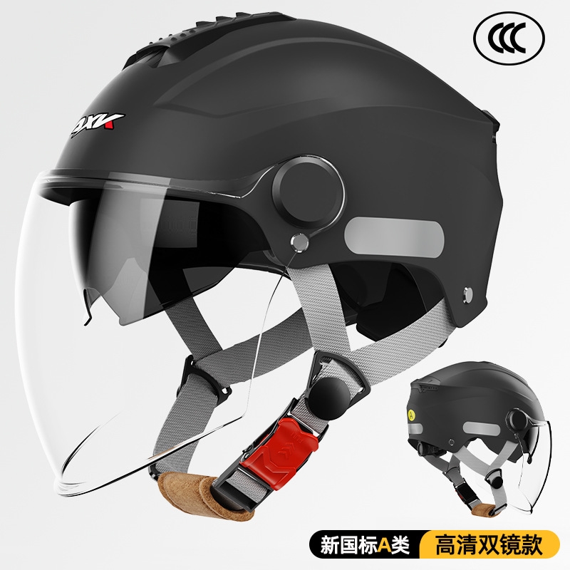 新款头盔女3C摩托车半盔法士德骑行骑车男防晒夏季四分之三双镜