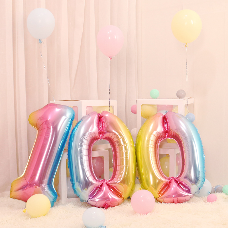 儿童大号数字彩色气球2019布置 1周岁生日装饰铝膜气球