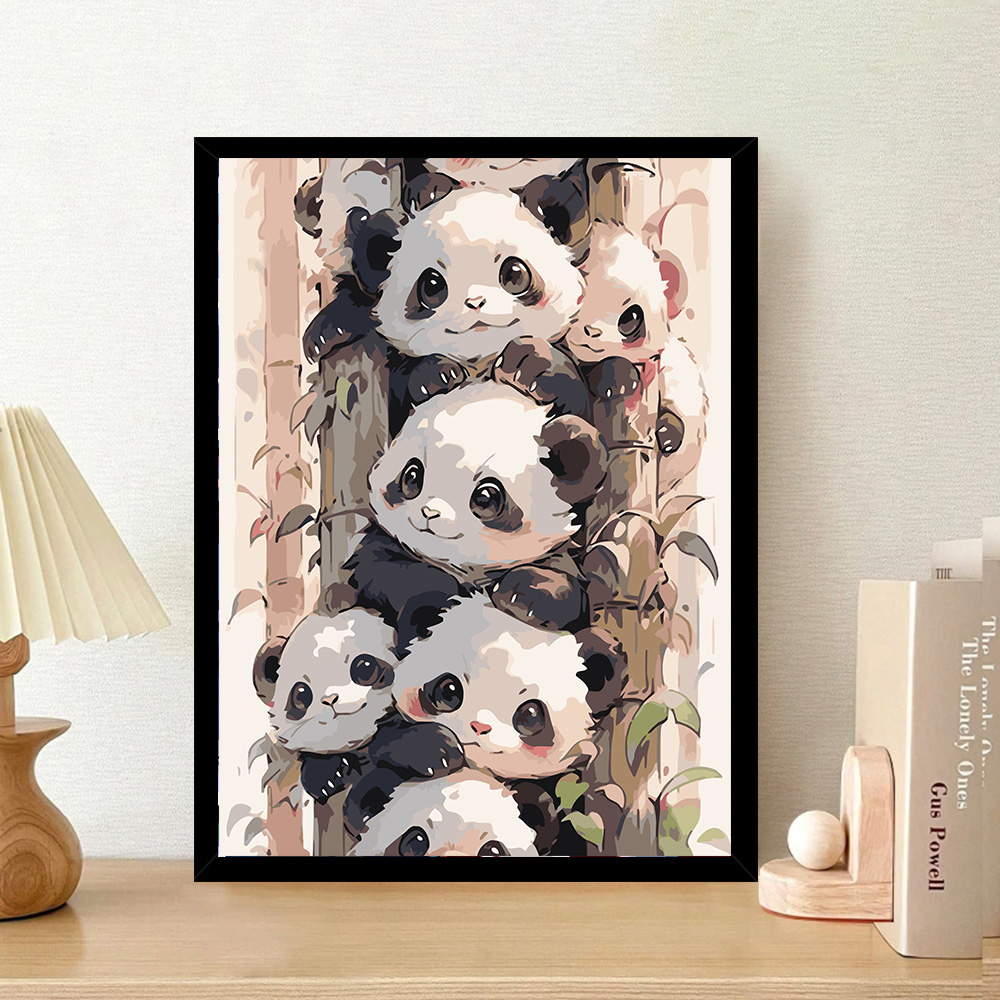 数字油画diy充填油彩画小动物熊猫简单手工绘解压治愈涂鸦装饰画