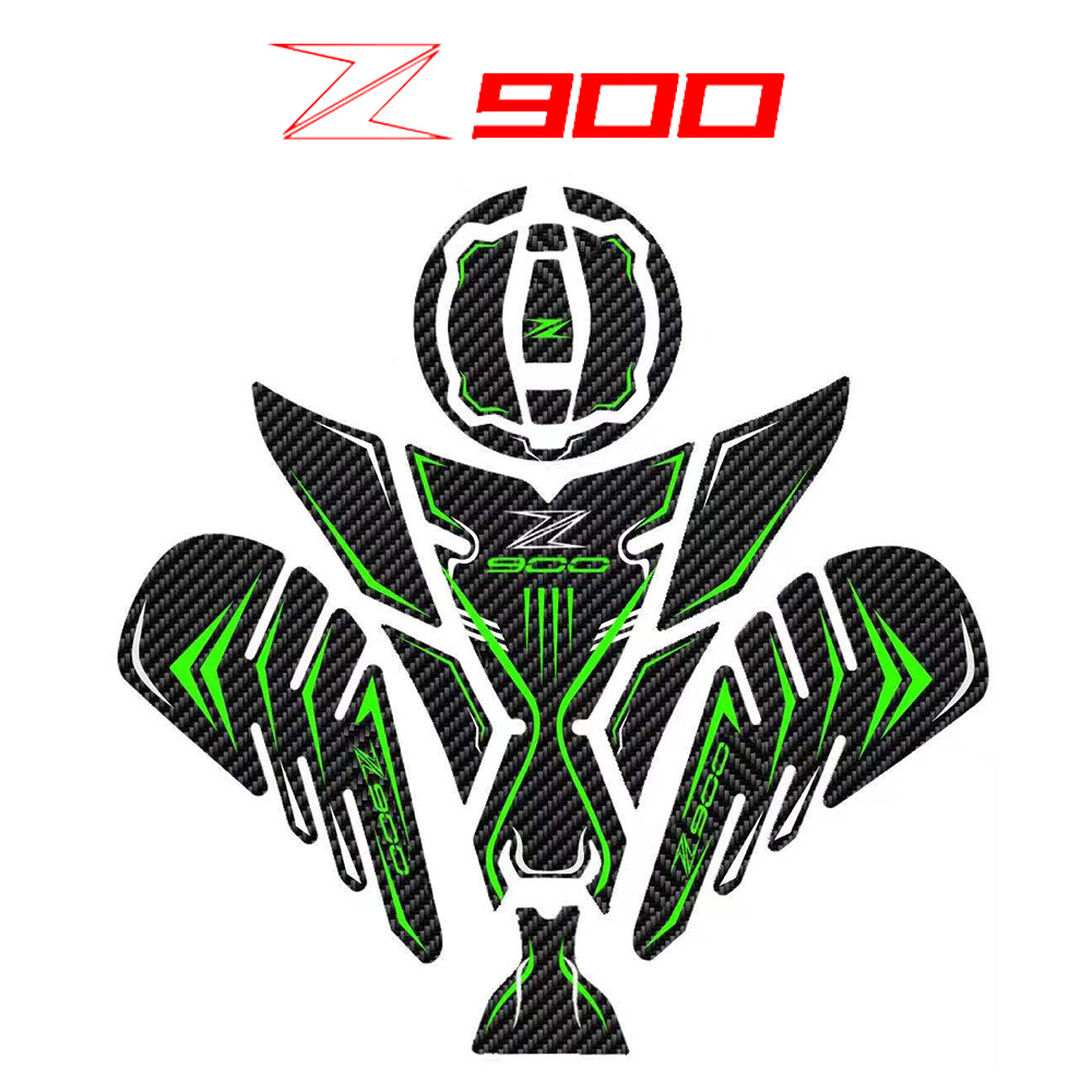 适用20川崎Z900摩托车改装油箱盖车身鱼骨侧边贴花套装5D碳纤滴胶