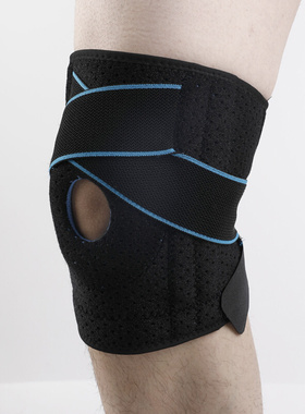 绑带运动护膝针织硅胶四弹簧透气加压户外登山健身运动护膝