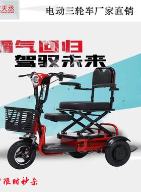 碟刹电动三轮车成人新款轻便迷你折叠残疾人旅行助力代步车接孩子
