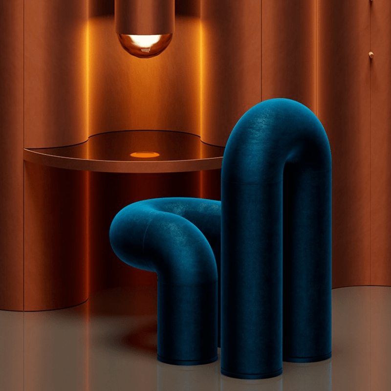 益达欢定制家具个性创意玻璃钢水管弯曲线条椅展厅别墅异形餐椅