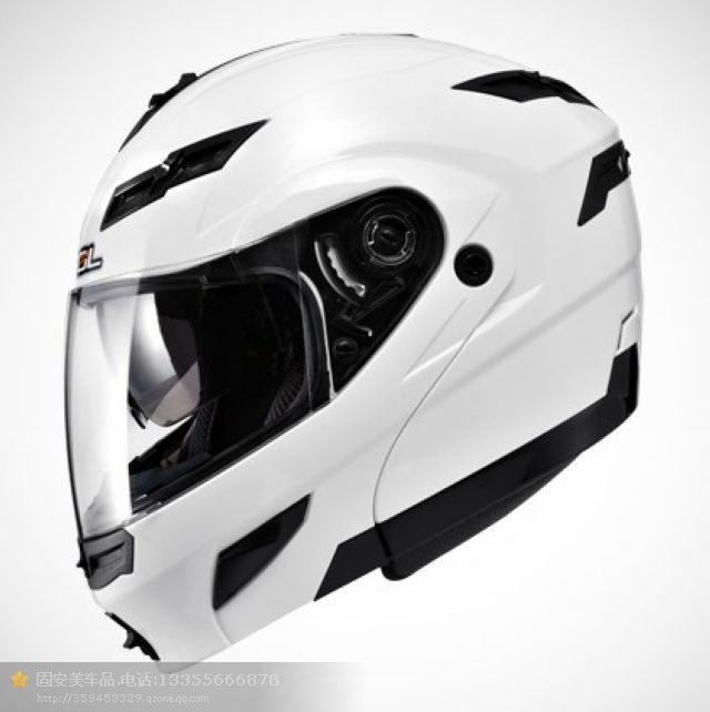 台湾原装进口SOL头盔SM-1白色双镜片揭面盔带LED灯摩托车头盔全盔