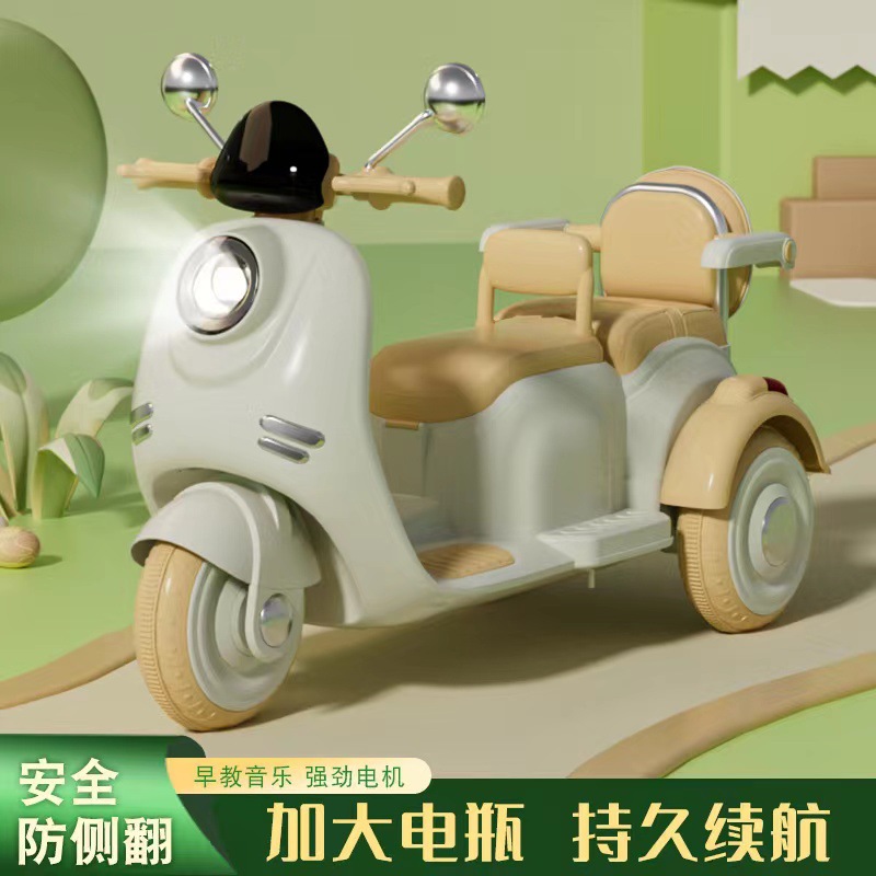 新款儿童电动车摩托车可坐双人三轮车小孩遥控玩具车充电款带音乐