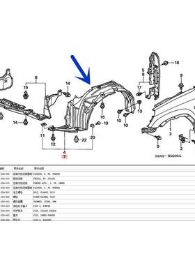 适配本田CRV02-06款RD7 RD5前轮叶子板内衬前内衬轮胎挡泥板内衬