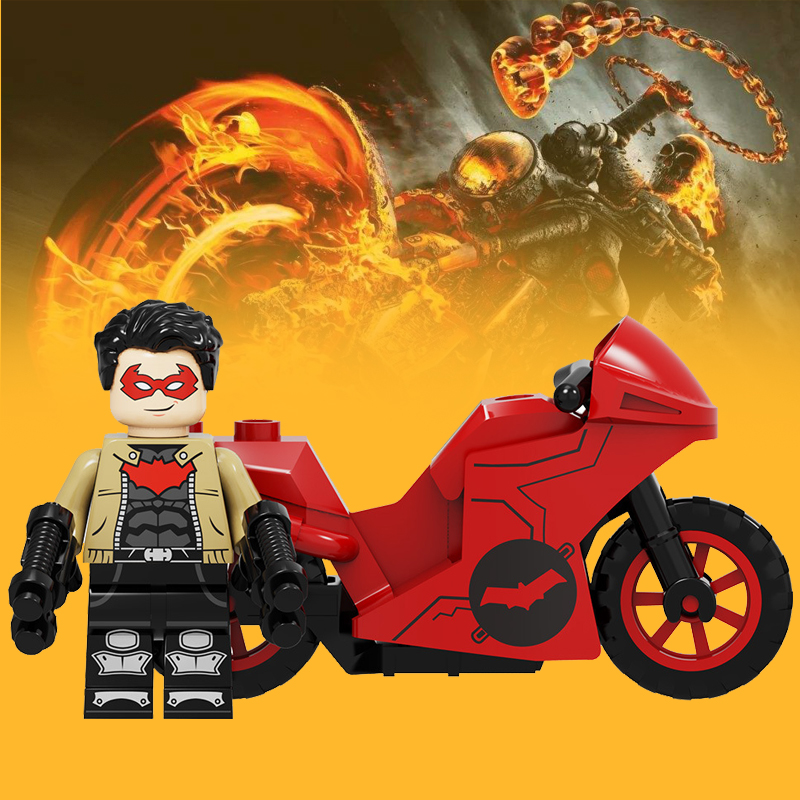 兼容乐高DC蝙蝠侠红头罩KF1375摩托车拼装积木人仔儿童益智玩具