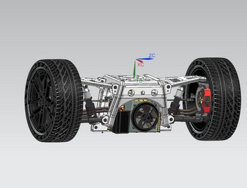 轮毂电机驱动的电动汽车后桥图纸 3D建模设计资料