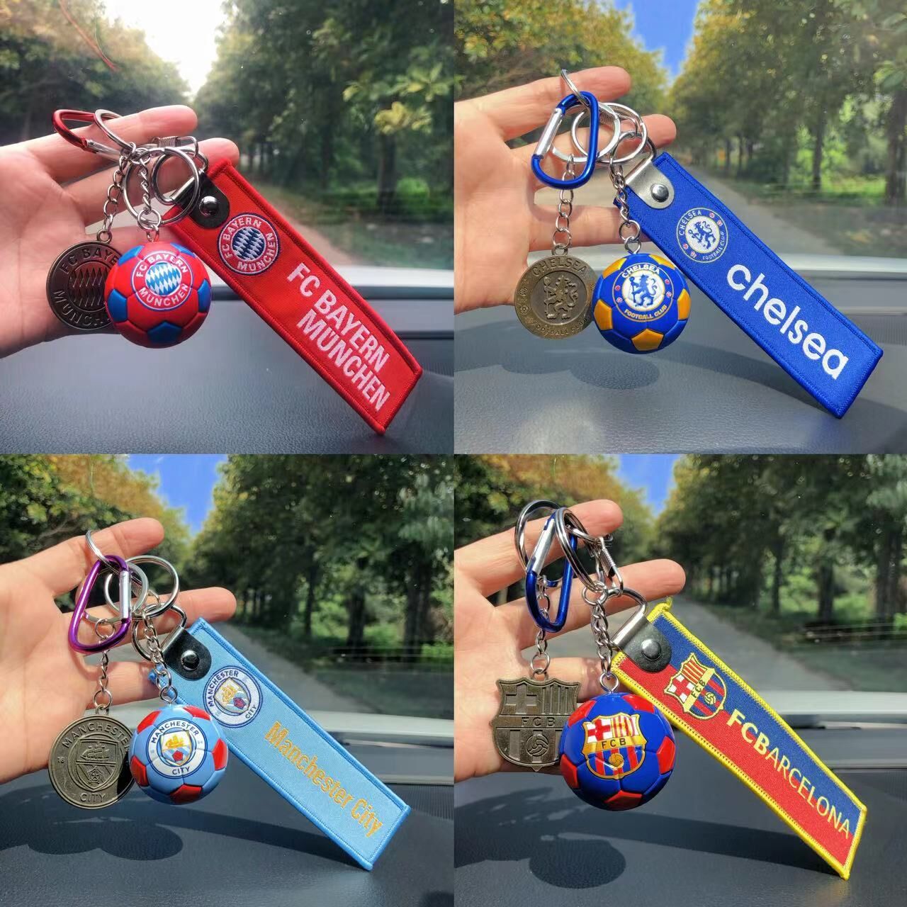皇马利物浦尤文巴黎切尔西巴塞拜仁足球队徽套装钥匙扣小挂件纪念
