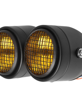 摩托车大灯适用于哈雷复古摩托车改装双眼双头网格头灯前照灯