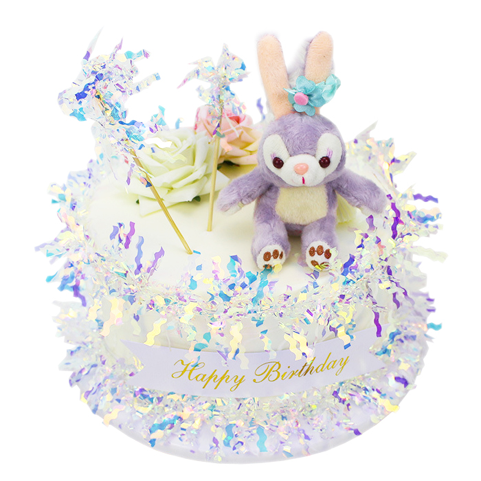 炫彩雨丝围边蛋糕装饰用品 生日派对甜品台布置烘焙配件 兔子摆件