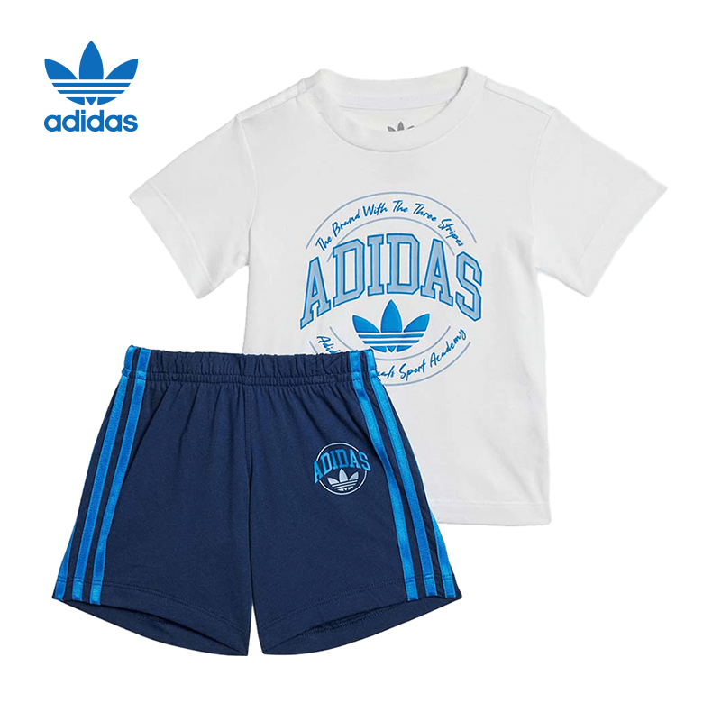 Adidas阿迪达斯三叶草夏新款男婴童运动短袖套装IT7273