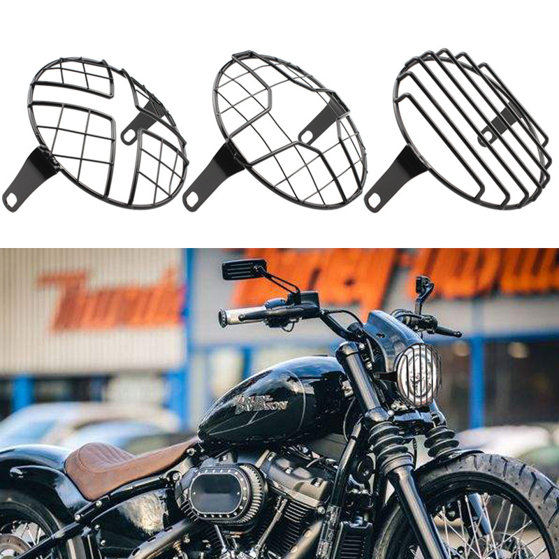摩托车大灯罩适用于本田CG125铃木哈雷雅马哈改装头灯保护罩网罩