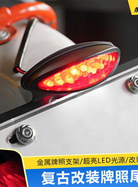 摩托车配件复古通用踏板车LED刹车尾灯哈雷摩托车改装车牌牌照灯