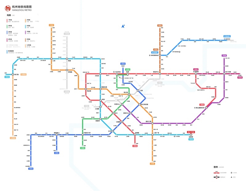 2022版杭州市地铁换乘线路图海报轨道交通出行图挂图规划挂图墙贴