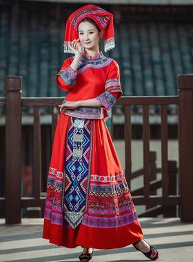 三月三壮族传统服饰成人广西少数民族服装女节日演出舞蹈盛装旅拍