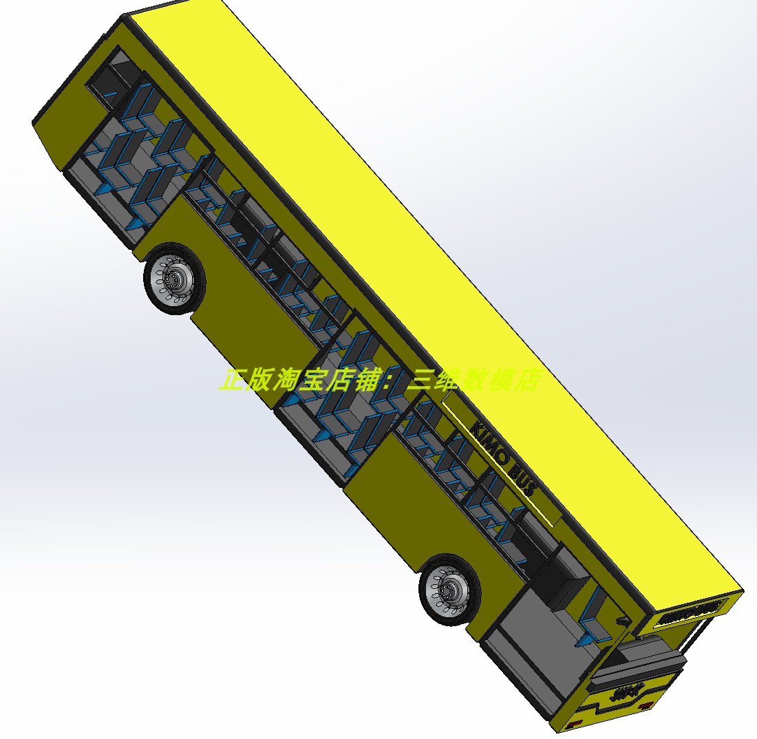 公共汽车身大巴车体客车轮胎公交车Solidworks 3D三维几何数模型