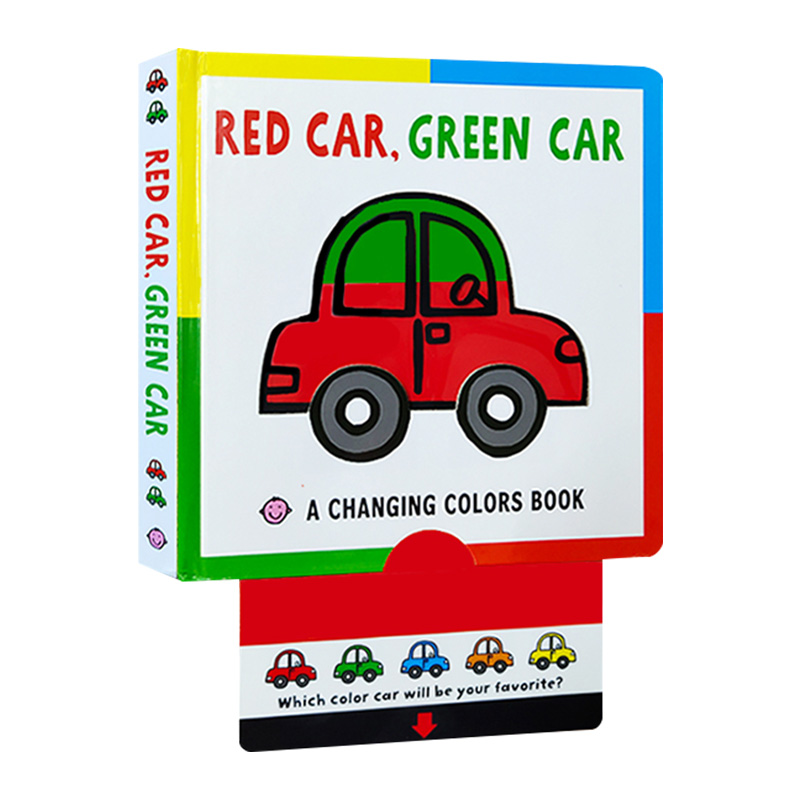 红车绿车 车车变变变 Red Car Green Car英文原版绘本 纸板机关书 启蒙认知图画书 提升孩子动手能力 搭公车上的轮子 小卡车字母书