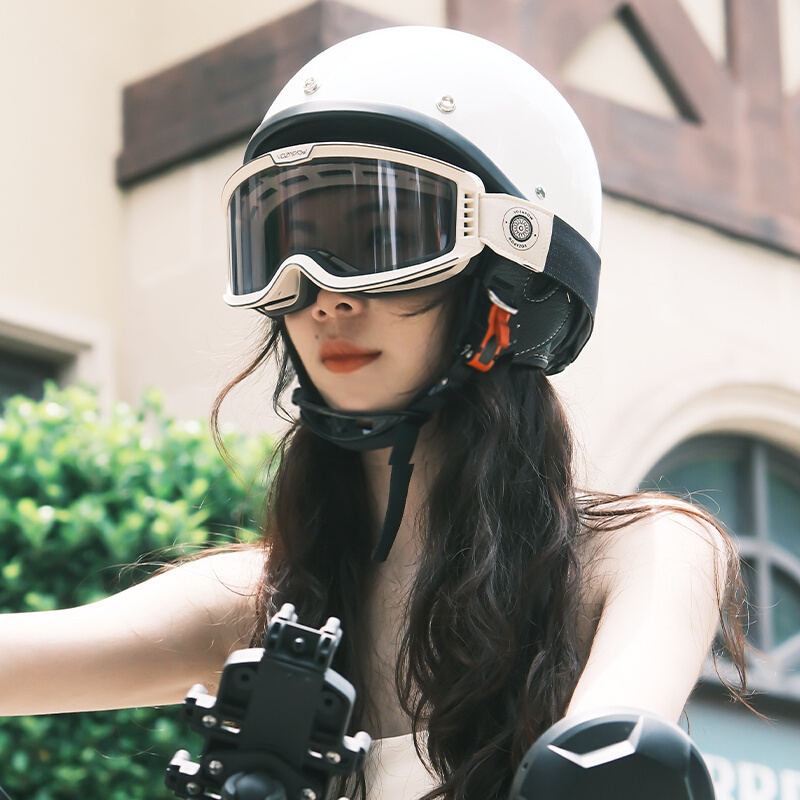 摩托车头盔男女哈雷摩托电动机车摩旅夏季越野ABS复古半盔3C认证