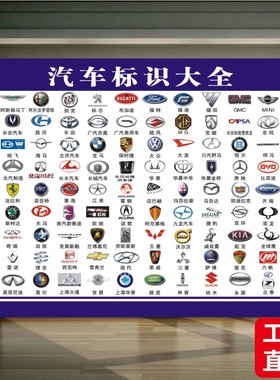 汽车品牌常见世界名车汽车标志标识著logo图片大全挂图墙贴海报画