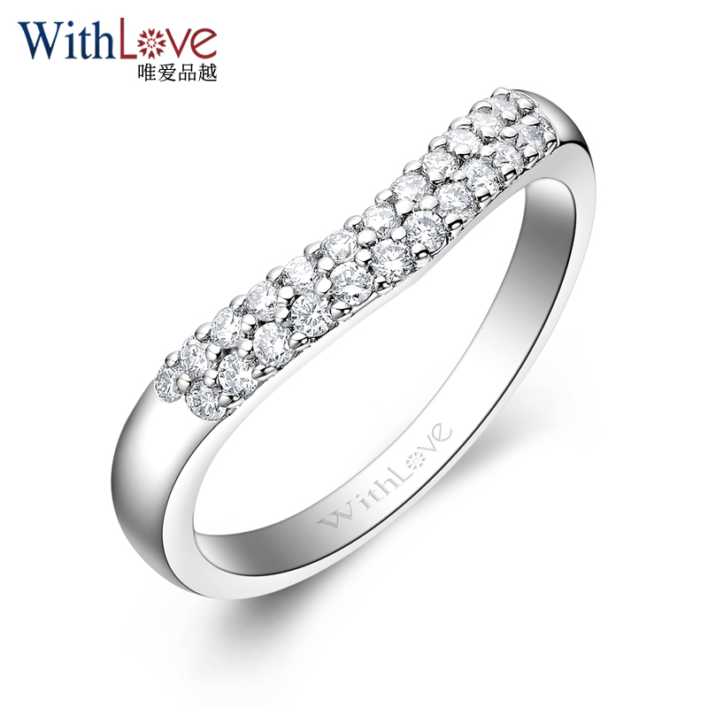 WithLove唯爱品越 白18K金V型女款钻戒 28分钻石戒指 曾经的约定