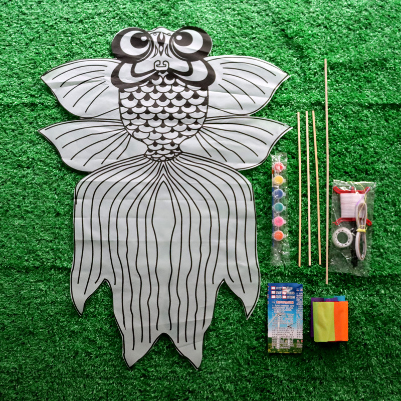潍坊手工diy风筝 空白diy材料包儿童diy教学涂色自己做风筝的材料