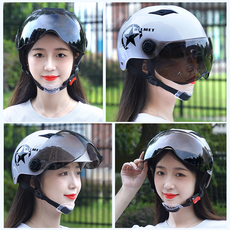 夏季头盔电动车女款男四季通用非摩托车防晒透气电瓶车骑行安全帽
