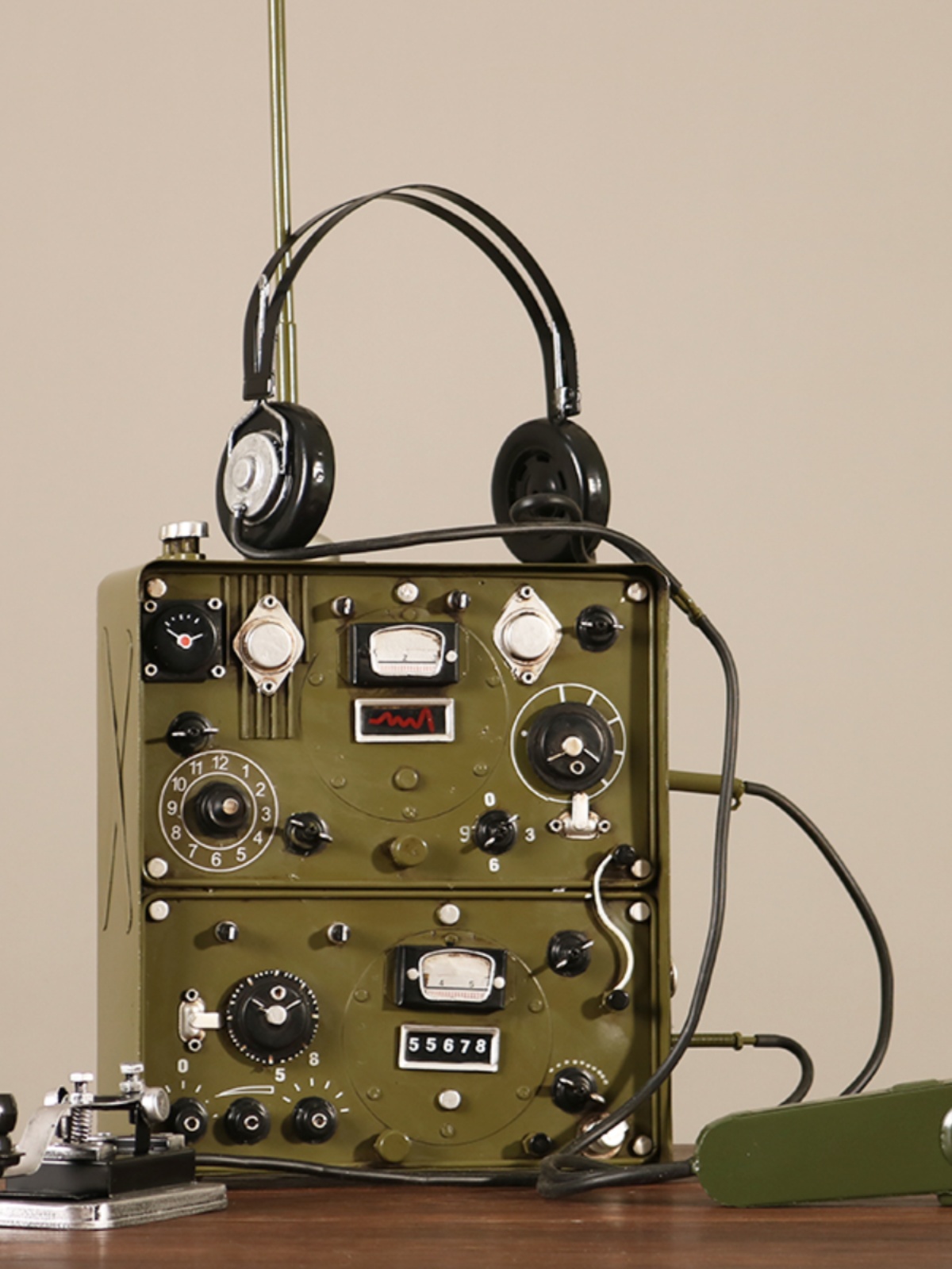 复古老式电报机电台发报机模型怀旧老物件民国抗战道具装饰品摆件
