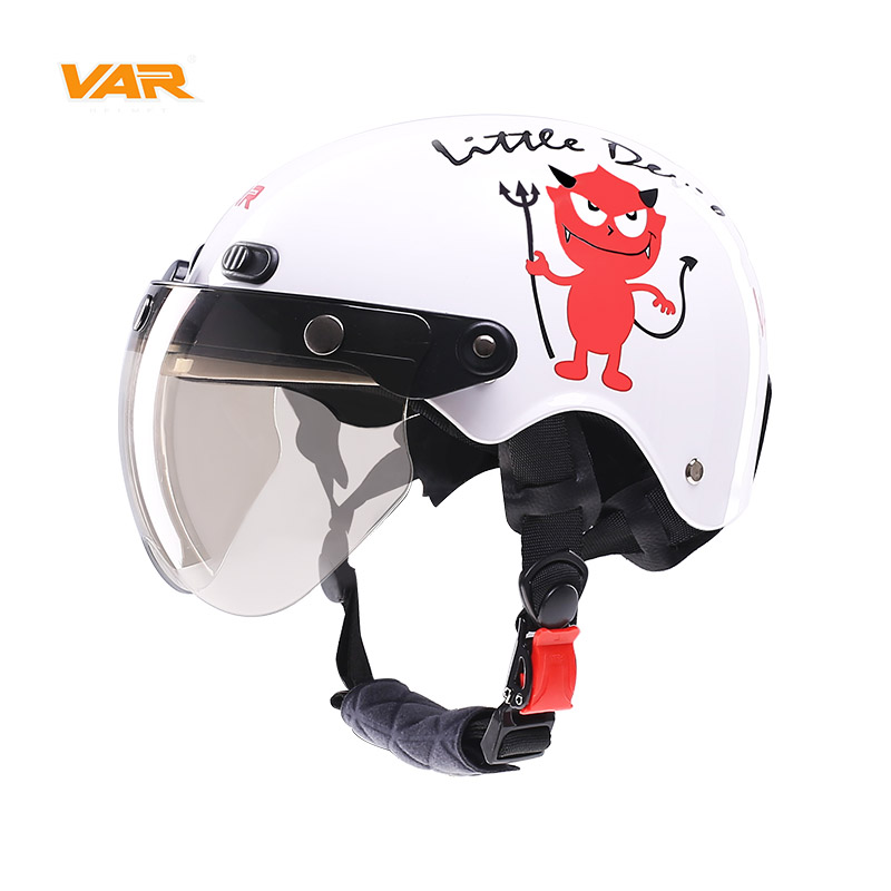 VAR新国标3C认证儿童电动摩托车头盔夏季防晒男孩女童宝宝安全帽
