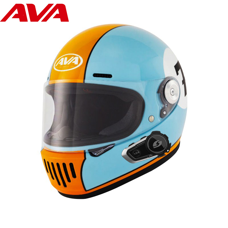 高档AVA王朝头盔复古摩托车碳纤维国潮巡航玻璃纤维男女机车全盔
