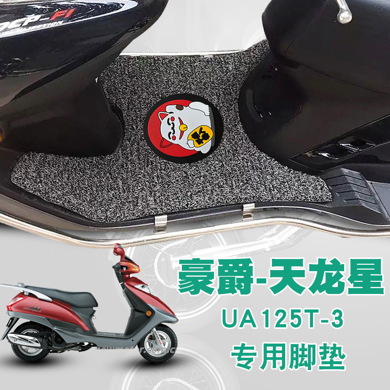 适用豪爵摩托车天龙星脚踩垫改装踏板车防水防滑丝圈脚垫UA125T-3