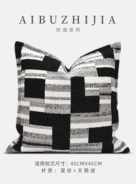 现代简约法式轻奢黑白创意抽象几何图形高级定制抱枕沙发靠垫靠枕