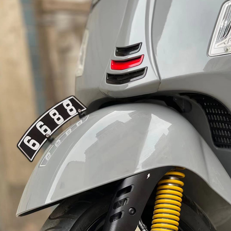 Vespa春天150GTS300摩托车改装挡泥板上面装饰牌照小牌照数字牌