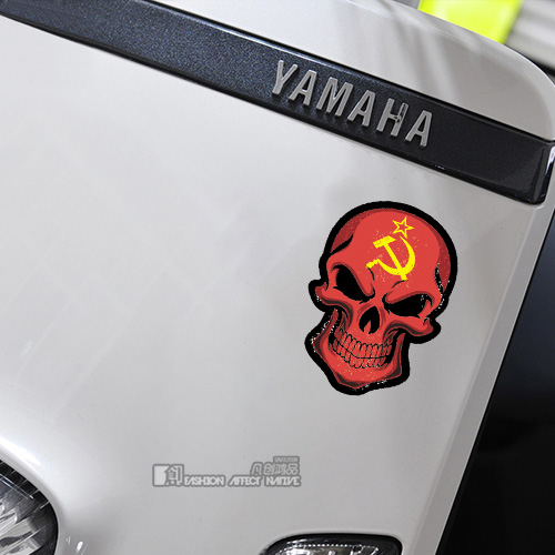 个性红骷髅反光车贴创意汽车摩托电动车头盔改装装饰防水划痕贴花